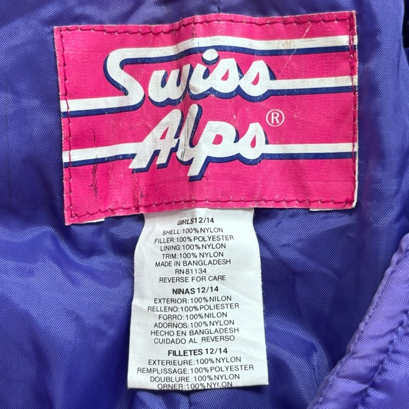Swiss Alps Girls 12/14 Purple Insulated Overall Snow/Ski Bib - Picture 8 of 9